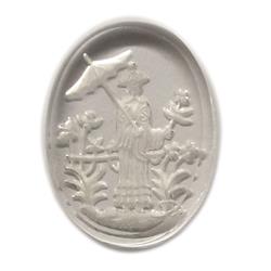 Chinese Man Oval Intaglio Jewel, Clear