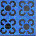 Blue 4-7/8" x 4-7/8" Stenciled Glass Square