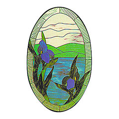 Carolyn Kyle Stained Glass Pattern - Iris Scene (CKE-47)