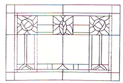 WP-69 Victorian Stylized Roses Stained Glass Window Pattern