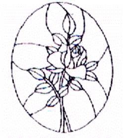 W-D Oval Rose Stained Glass Window Pattern