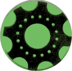 Green 2-3/8" Diameter Stenciled Glass Circle