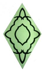 Green 3-3/4" x 6-7/8" Stenciled Glass Square