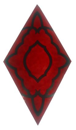 Ruby 3-3/4" x 6-7/8" Stenciled Glass Piece