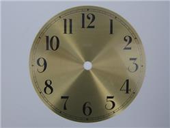 6" Clock Dial, Arabic Numerals, Plain Brass Colored Spun Aluminum